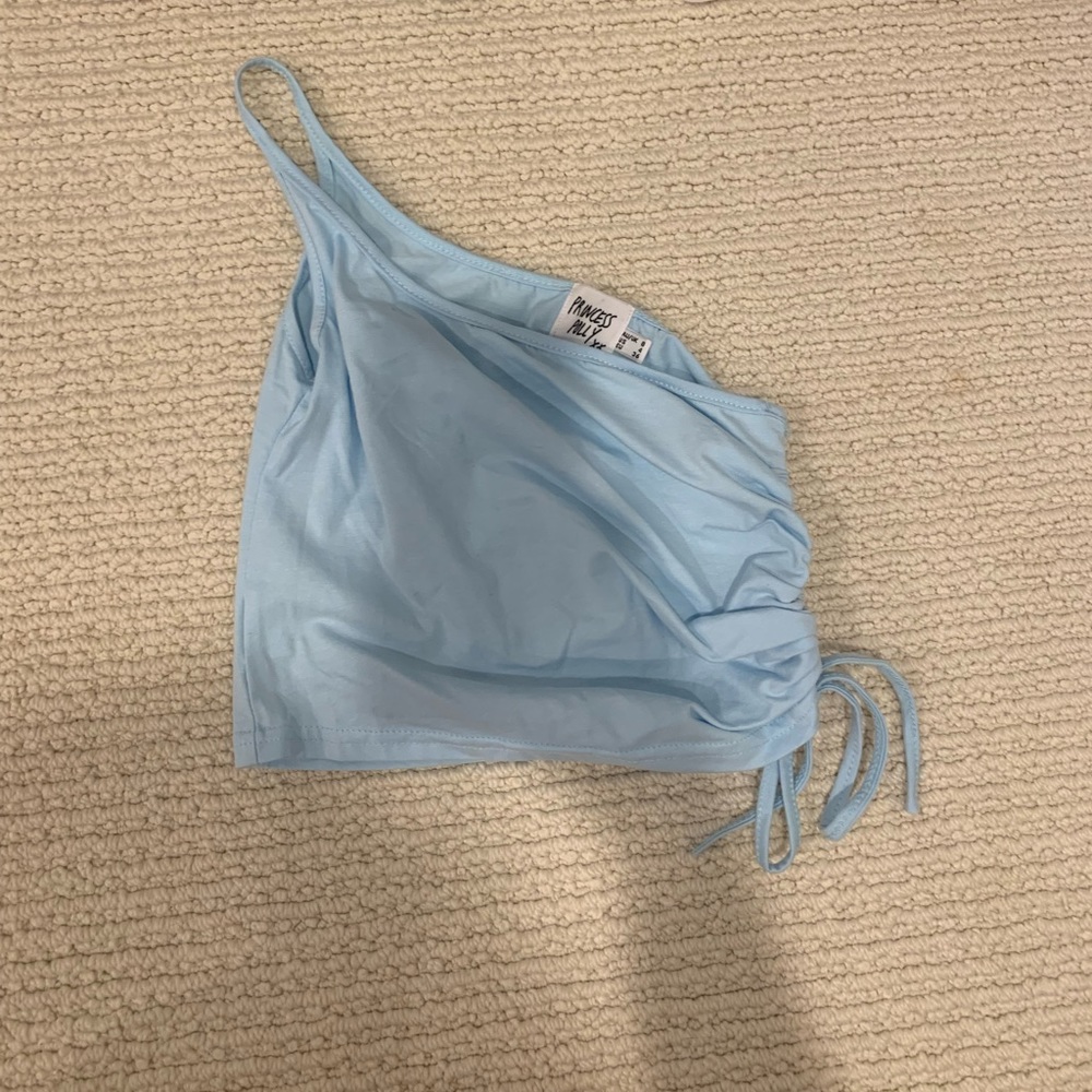Baby blue princess polly one shoulder crop top